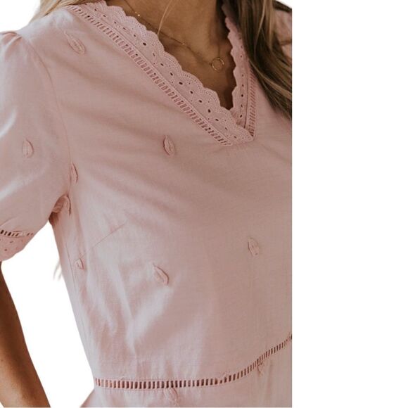 Roolee The Lucy Lace Dress in Misty Rose - Picture 2 of 8